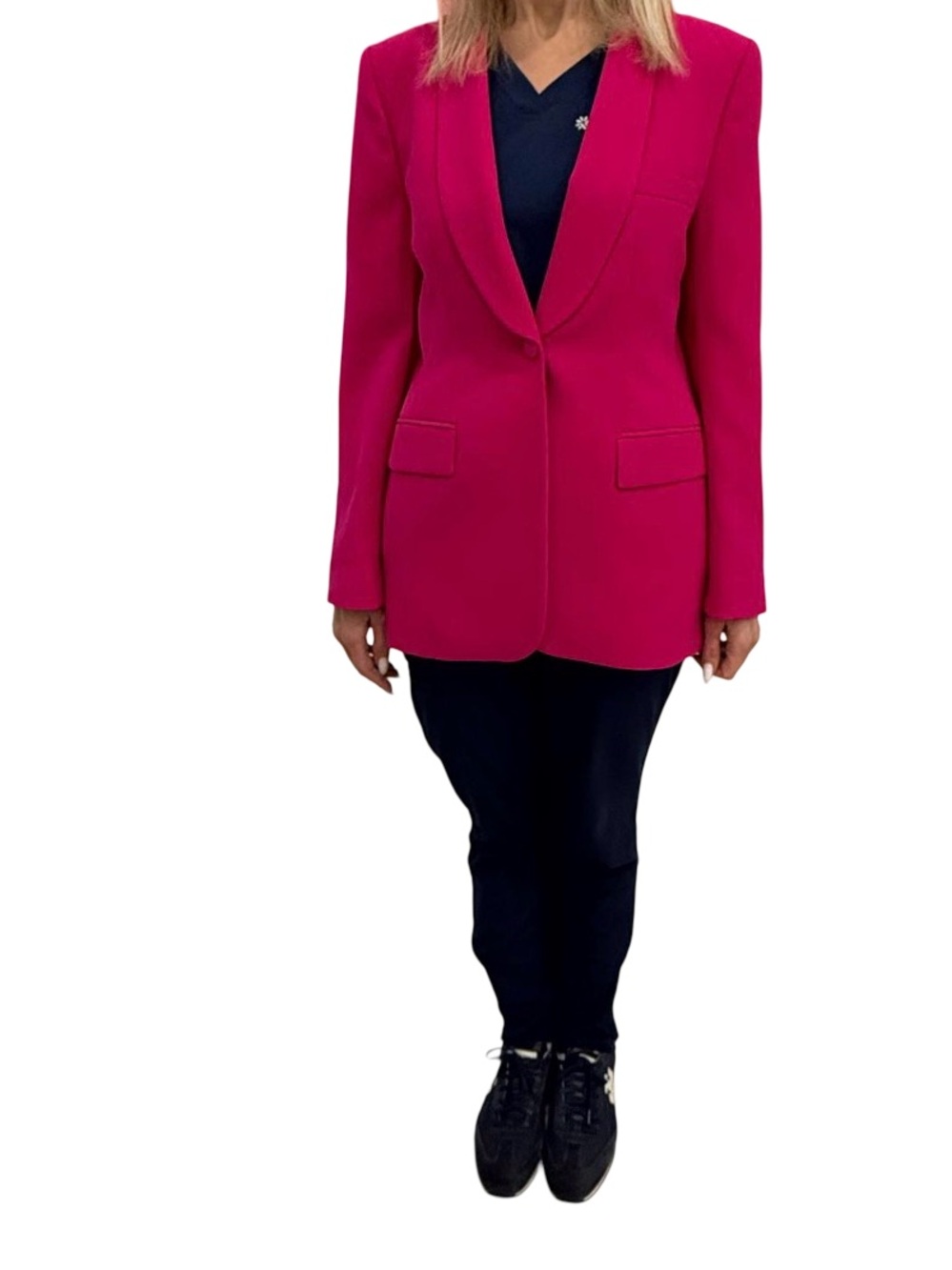 Zara Hot Pink Women's Tuxedo Collar Blazer